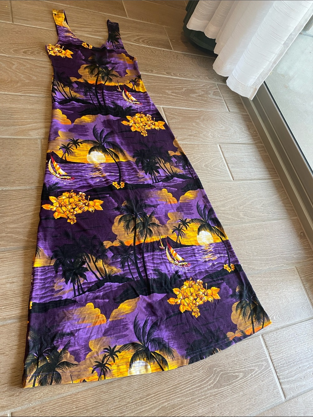 Tropical Sunset Maxi Skirt - Purple & Yellow